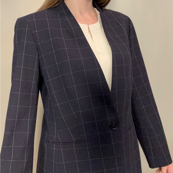 Ann Taylor Navy Checkered Blazer - Picture 5 of 8